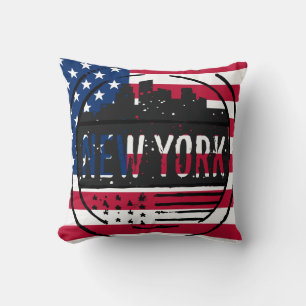 Vintage look New York with Stars & Stripes Cushion