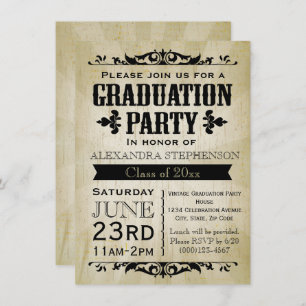 Vintage-Look Old-Time Graduation Party Invitation