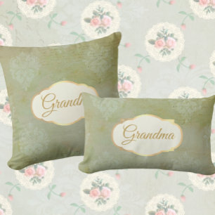 Vintage Look Personalised Faded Green Damask Cushion