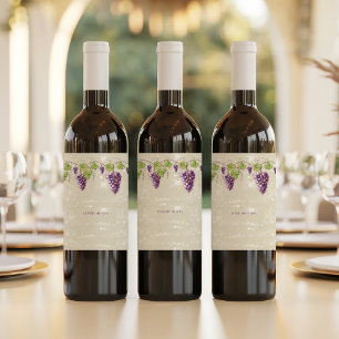 Vintage Look Purple Grapes Vines Leaves Wine Label
