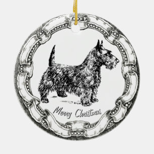 Vintage Look Scottie Ceramic Ornament