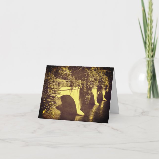 Vintage Look Sepia Bridge Of Flowers Note Card (Front)