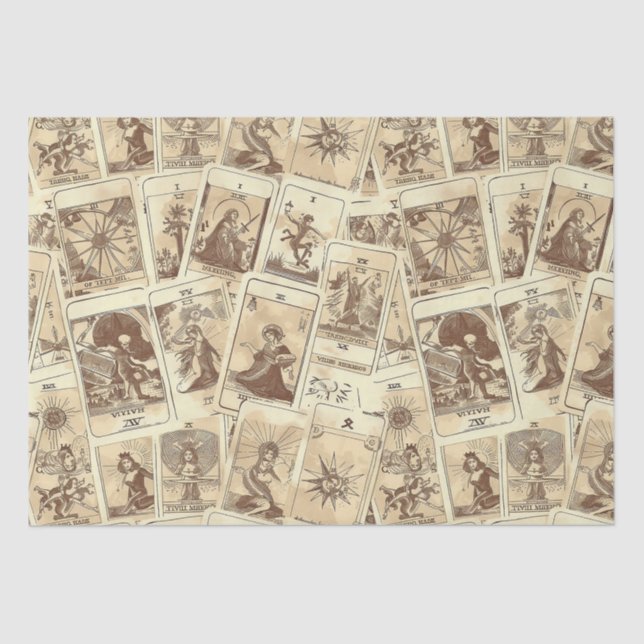 Vintage Look Sepia Tarot Cards Tissue Paper (Front)