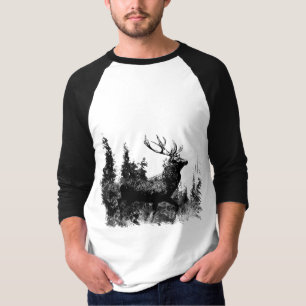 Vintage look Stag in Black and White, Deer Animal T-Shirt