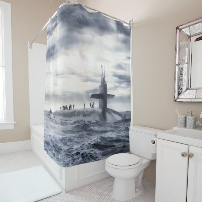 Vintage Look Submarine Boat  Fun Novelty Curtain (In Situ)