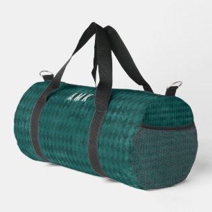Vintage Look Teal Harlequin Monogram Duffle Bag
