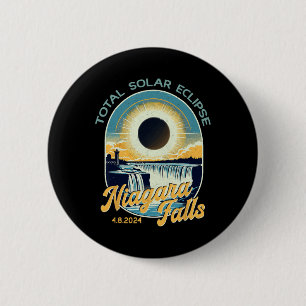 Vintage Look Total Solar Eclipse Niagara Falls 6 Cm Round Badge