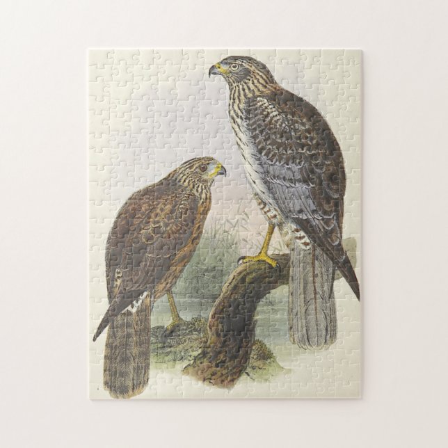 Vintage Look, Two Birds Puzzle (Vertical)