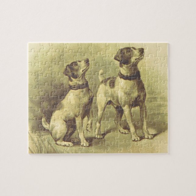 Vintage Look, Two Dogs Jigsaw Puzzle (Horizontal)