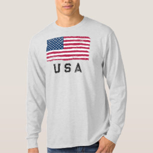 Vintage Look US Flag (Black Text) Long Sleeve T-Sh T-Shirt
