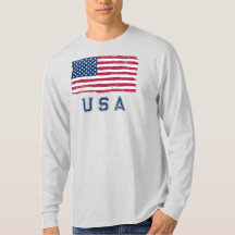 Vintage Look US Flag (Blue Text) Long Sleeve