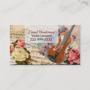 Vintage Look Violin Teacher Business Card