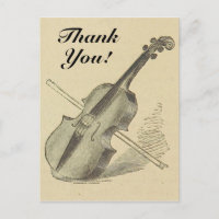 Vintage Look Violin + "Thank You!" Postcard