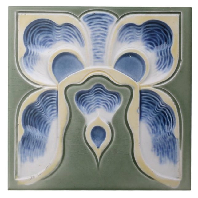 Vintage Looking Art Nouveau Ceramic Tile G/B (Front)