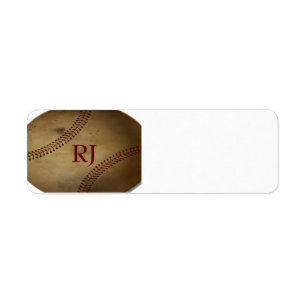 Vintage Looking Baseball with Custom Monogram Return Address Label