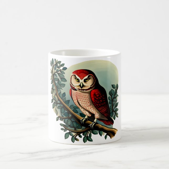 Vintage-Looking Cartoon Owl Illustration Coffee Mug (Center)