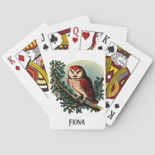 Vintage-Looking Cartoon Owl Illustration Playing Cards