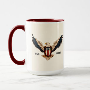 Vintage looking coffee mug with patriotic design