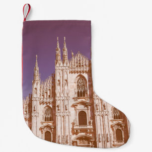 Vintage looking Milan cathedral aka Duomo di Milan Small Christmas Stocking