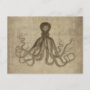 Vintage Lord Bodner Octopus Triptych Postcard