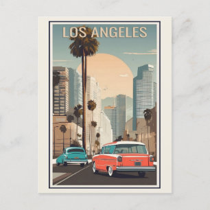 Vintage Los Angeles California City Skyline Travel Postcard