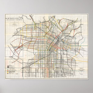 Vintage Los Angeles California Map Poster 1927