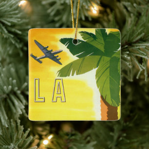 Vintage Los Angeles, California Mission with Palm Ceramic Tree Decoration