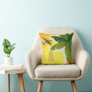 Vintage Los Angeles, California Mission with Palm Cushion