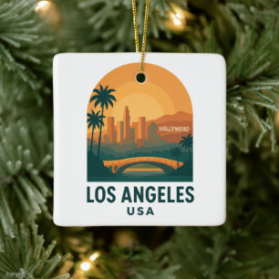 Vintage Los Angeles California Retro Hollywood Ceramic Ornament