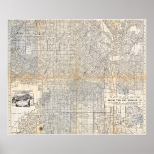 Vintage Los Angeles Map Poster 1942