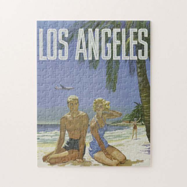 Vintage Los Angeles Travel Poster Jigsaw Puzzle (Vertical)