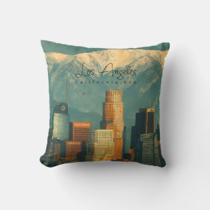 Vintage Los Angeles Watercolor Retro California Cushion