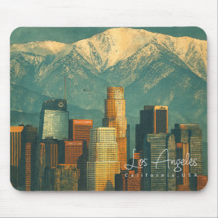  Vintage Los Angeles Watercolor   Retro California Mouse Pad