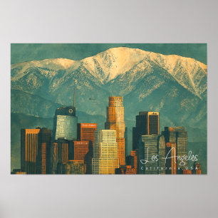  Vintage Los Angeles Watercolor   Retro California Poster