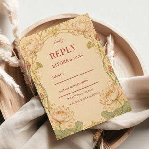 Vintage Lotus Botanical Elegant RSVP Card