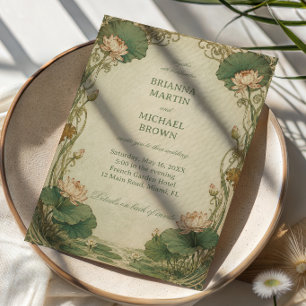 Vintage Lotus Botanical Invitation