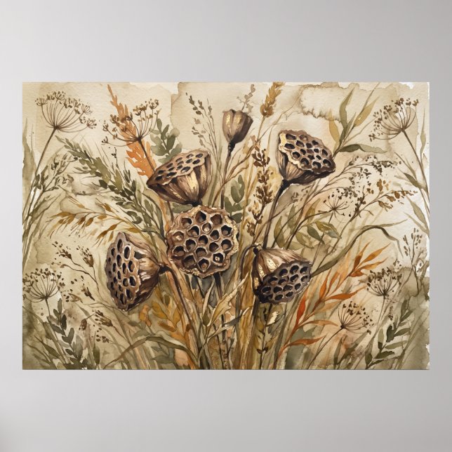 Vintage Lotus Botanical Poster (Front)