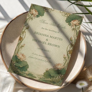 Vintage Lotus Botanical Save The Date