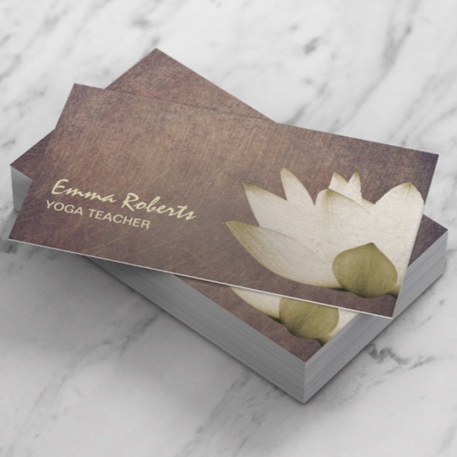 Vintage Lotus Elegant Yoga Teacher Business Card (Creator Uploaded)