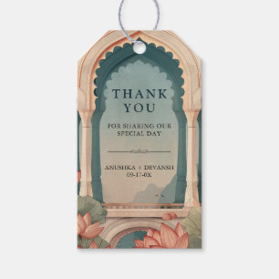 Vintage Lotus Floral Arch Indian Wedding Gift Tags