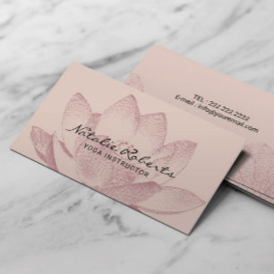 Vintage Lotus Floral illustration Yoga Instructor Business Card