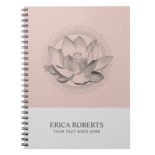 Vintage Lotus Flower illustration Blush Pink Notebook (Front)