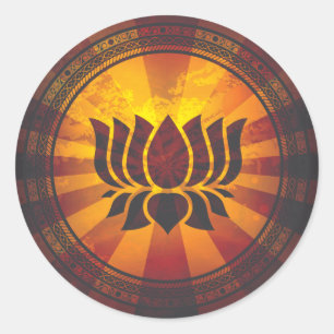 Vintage Lotus Flower Print Classic Round Sticker
