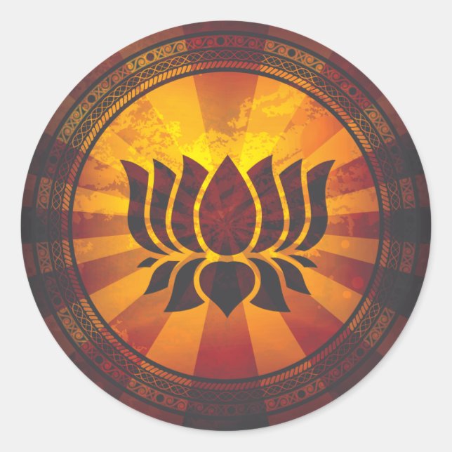 Vintage Lotus Flower Print Classic Round Sticker (Front)