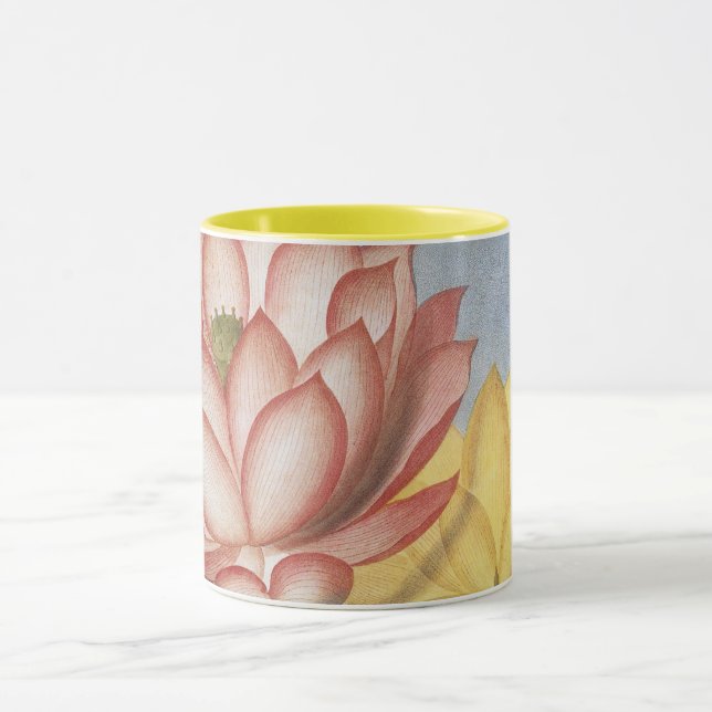 Vintage Lotus Flowers, The Sacred Egyptian Bean Mug (Center)