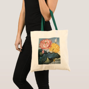 Vintage Lotus Flowers, The Sacred Egyptian Bean Tote Bag