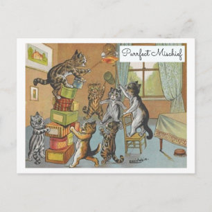 Vintage Louis Vintage Cats Purrfect Mischief Postcard