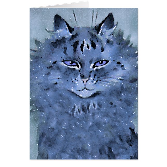Vintage Louis Wain Bewitching Blue Cat Art Card (Front)