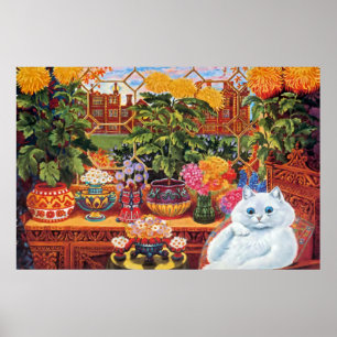 Vintage Louis Wain Botanist Cat Art Poster