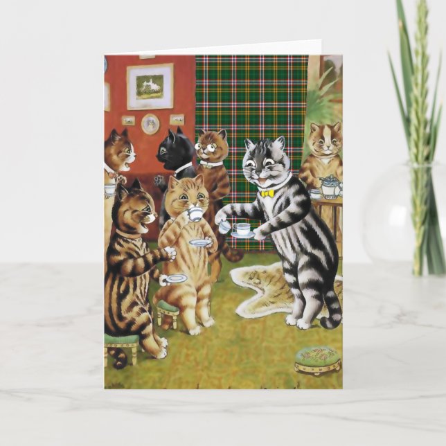Vintage Louis Wain Cat Tea Party Card (Front)